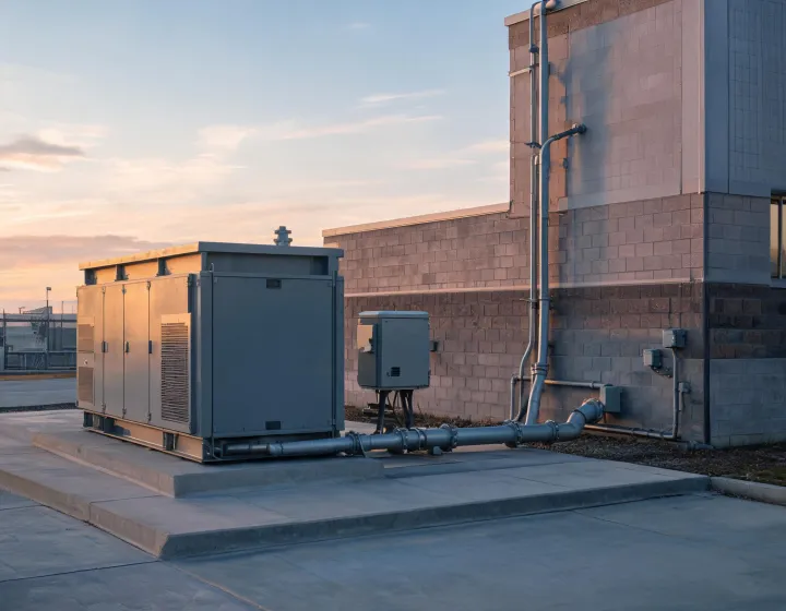 Commercial standby generator serving a critical facility